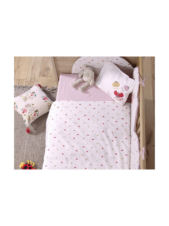Nef-Nef Homeware Σετ Βρεφικά Σεντόνια Κούνιας Βαμβακερά Lady Bug Εκρού 170x120εκ. 3τμχ