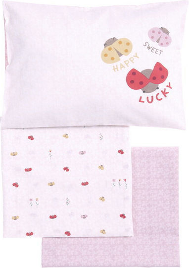 Nef-Nef Homeware Lady Bug Set Baby Bettlaken Für Krippe Baumwolle Ecru 170x120cm 3Stück