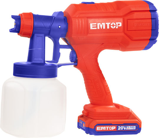 Emtop ELSG20256 Ηλεκτρικό Πιστόλι Βαφής 20V με Δοχείο 0.8lt