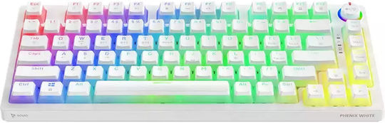 Savio Phenix White Pudding Wireless Gaming Mechanical Keyboard 75% with Gateron Red Pro switches and RGB lighting (English US) White