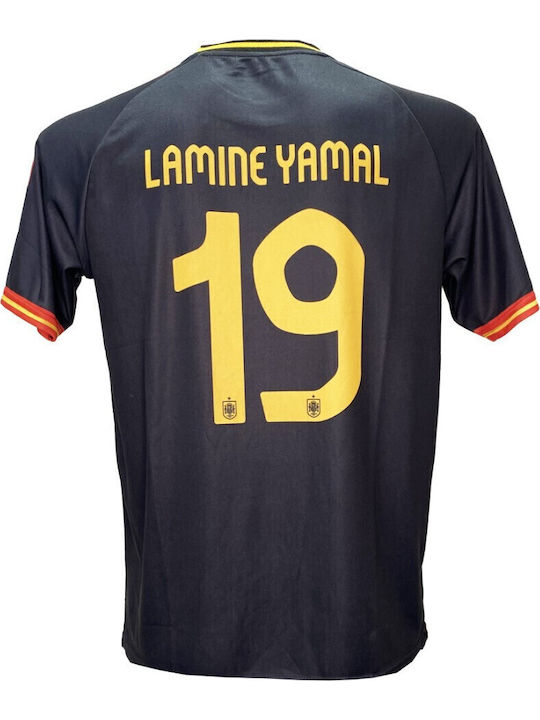 Men's Football Jersey Spain National Team Lamine Yamal Black Orange Special Edition 1909-04