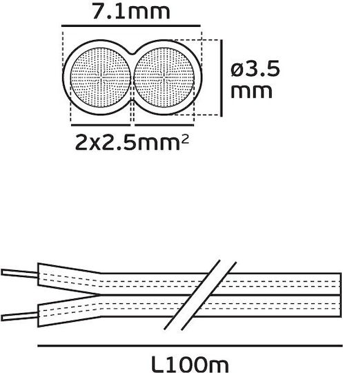 VK Lighting Netzkabel mit Kabeleigenschaften 2x2.5mm² in Rote Farbe 1m