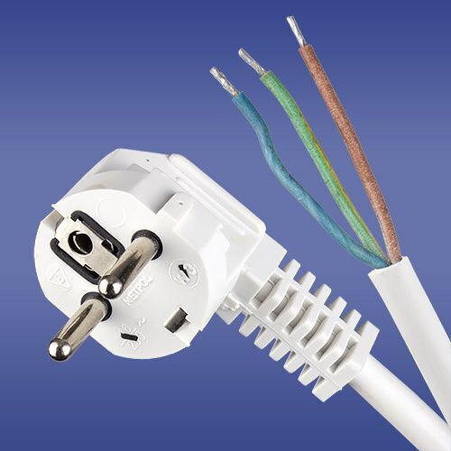 Elektro Plast Netzkabel mit Durchmesser 3x1.5mm² in Weiß Farbe 1m 1Stück