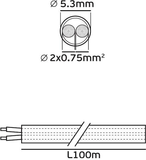 VK Lighting Netzkabel mit Kabeleigenschaften 2x0.75mm² in Weißer Farbe 1m Flexibles