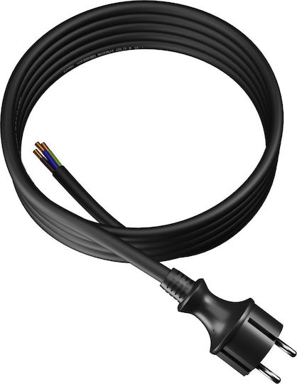 Plastrol Καλώδιο Ρεύματος τύπου H05RR-F με Διατομή 3x2.5mm² σε Μαύρο Χρώμα 1m