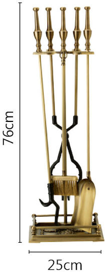 Zogometal Fireplace Tool Set with Stand Holder Bronze