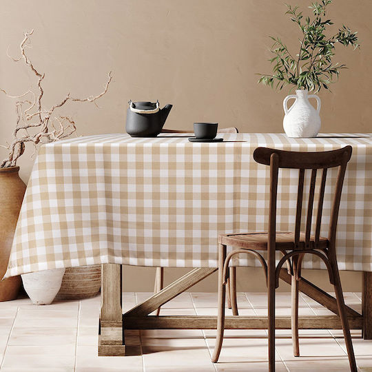 Beauty Home Τραπεζομάντηλο Checks Art Καρό Μπεζ 145x145cm