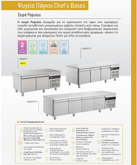 Inomak Ψυγείο Πάγκος χωρίς Μοτέρ Υ64.3xΠ199.6xΒ70cm