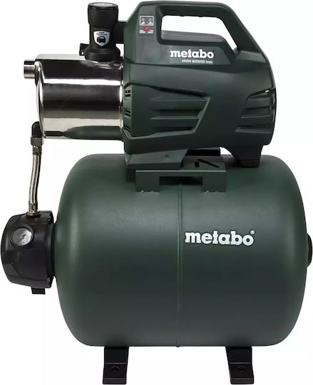 Metabo 600976000 Μονοβάθμιο Μονοφασικό Πιεστικό Συγκρότημα Νερού με Δοχείο 50 Λίτρων 1300W