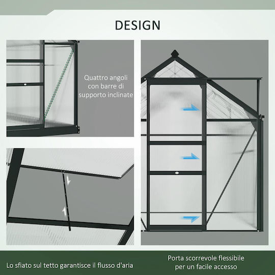 Outsunny 845-058GY Greenhouse House Type with Aluminum Frame 1.9x1.9x2m