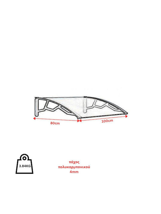ArtPlast Polycarbonat Kapuzinerdach Tür/Fenster P100xB80cm SX-