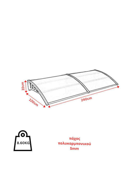 Vesta Polycarbonat Kapuzinerdach Tür/Fenster P240xB120cm