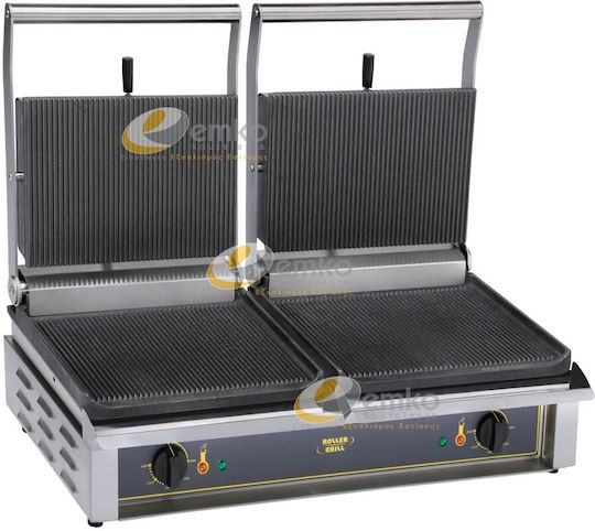 Roller Grill mit glatten Oberflächen aus Mantemi mit geriffelten Oberflächen aus Mantemi 3000W Double Panini R