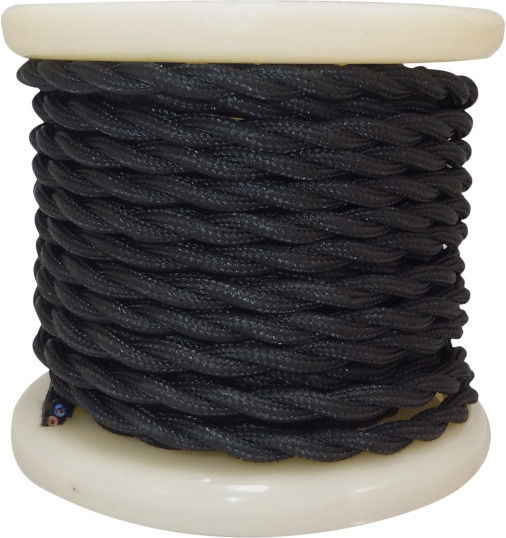 Elvhx Textile Υφασμάτινο Καλώδιο 2x0.75mm² 10m σε Μαύρο Χρώμα 10m EL338006
