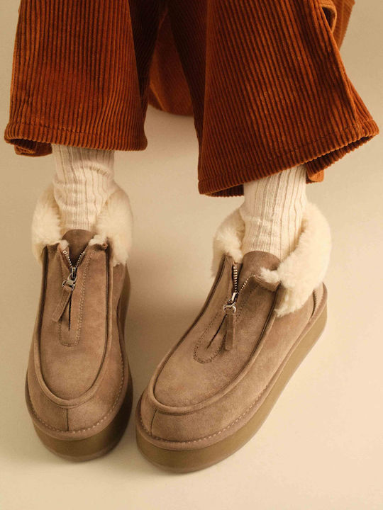 Ghete Dama Ankle Boots Bej