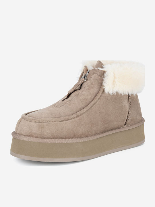 Ghete Dama Ankle Boots Bej