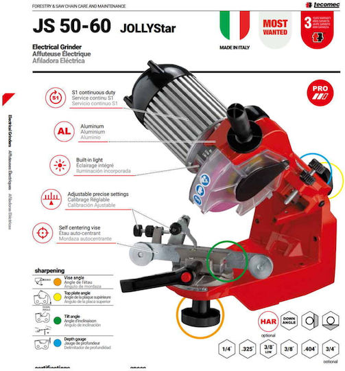 Tecomec JOLLYStar Elektrisch Anspitzer für Ketten 214W 11359001
