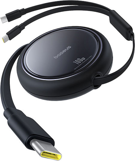Baseus Bright Mirror Series Usb-c Retractable Cable 2 X Usb-c 100w 1m Black