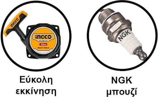 Ingco GEA55221 Erdbohrer Benzin mit Spike 52cc mit Leistung 2hp