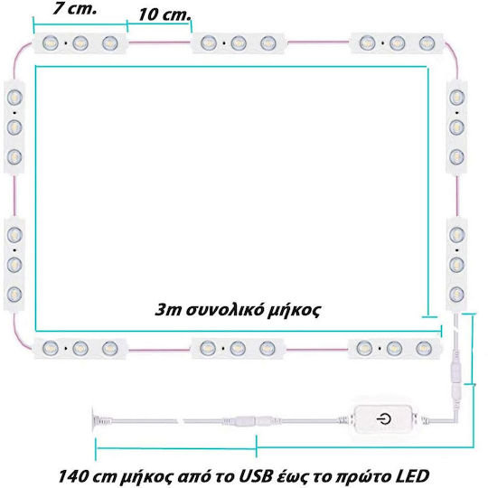 Vanity Mirror Lonoff USB Vanity Mirror LED Light Warm to Cool White