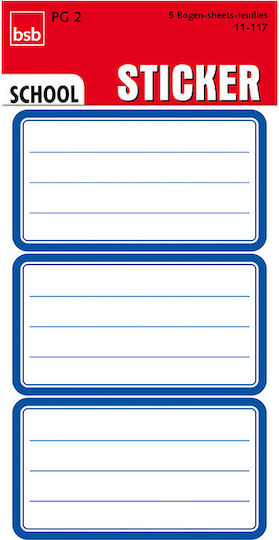 BSB Notebook Labels Blue 15pcs