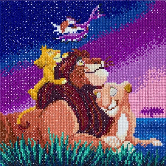 Набор за изкуство с кристали "Семейството на Лъвския крал" от Craft Buddy Kids Crafts, 30x30см, CBCAK-DNY701M