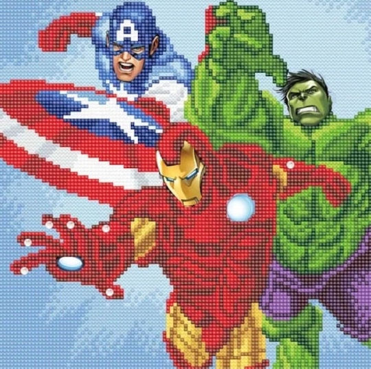 Комплект за кристално изкуство на платно Craft Buddy Kids Crafts Superheroes Marvel 30x30см Cbcak-mcu940m