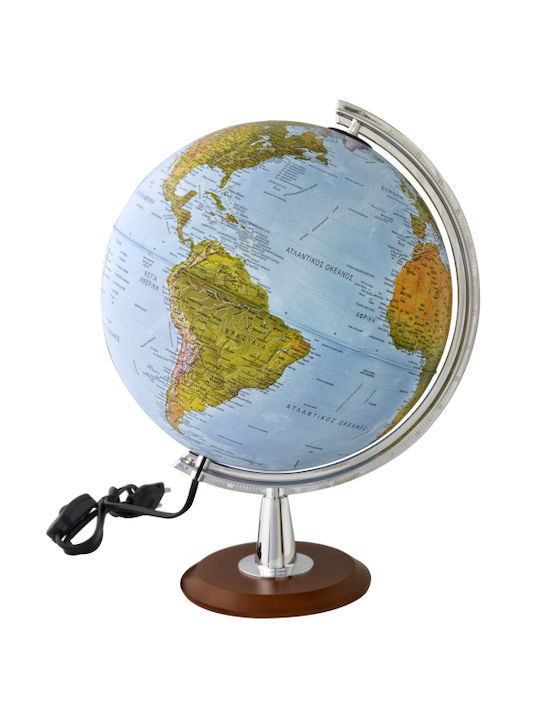 Cosmic Illuminated World Globe Greek with Diameter 30cm and Height 40.5cm