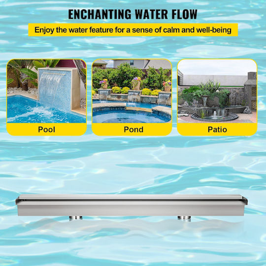 Rectangular Pool Waterfall Stainless Steel Water Blade Width 150 Cm Size 150 X 11.5 X 8 Cm