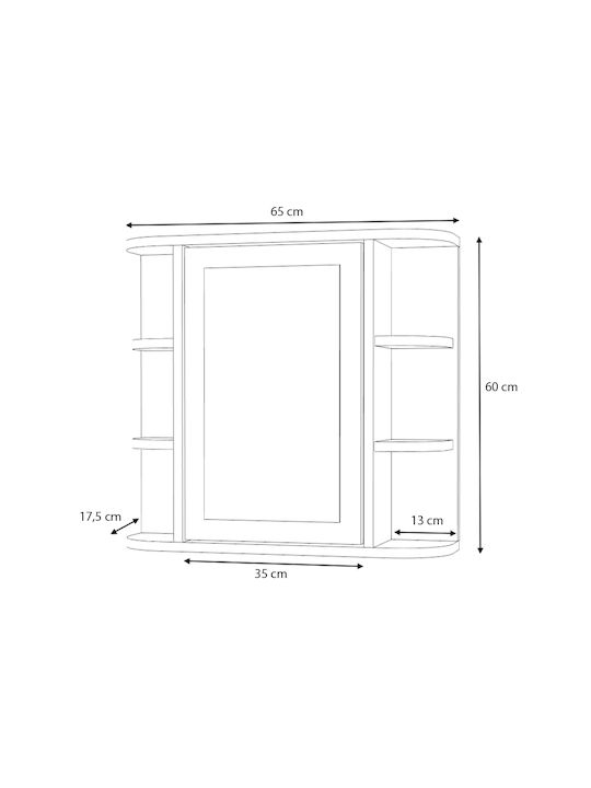 Bathroom Mirror Diro Megapap White 65x17.5x60cm Package 1 Piece