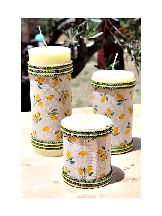 Handmade Lemon Scented Candle Fabric Lemons 308194 8x10 Cm