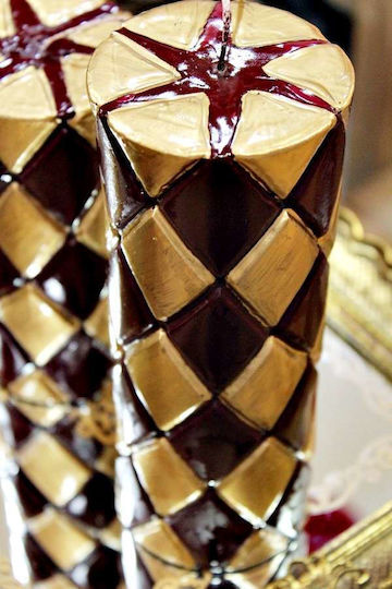 Goldene Bordeaux Rhombus-Kerze 7,5*15