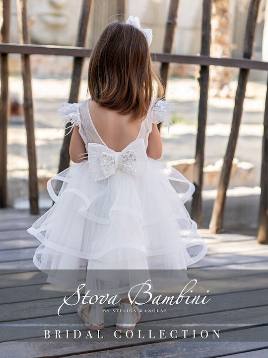 Stova Bambini White Baptism Clothes Set with Hair Accessories 2 Pieces