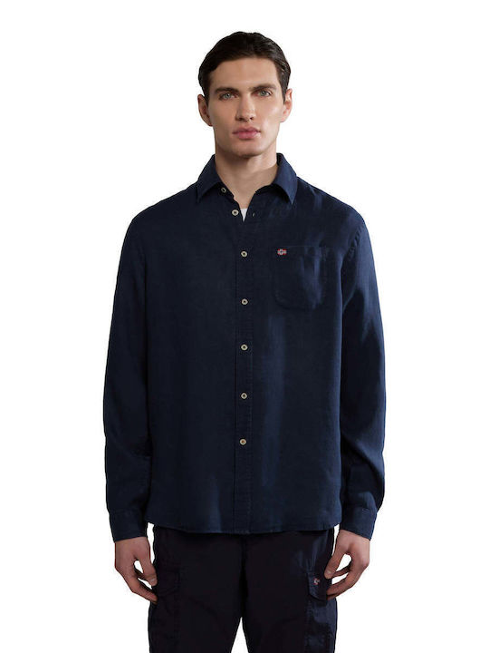 Glinen Long-sleeved Linen Shirt Sky Blue
