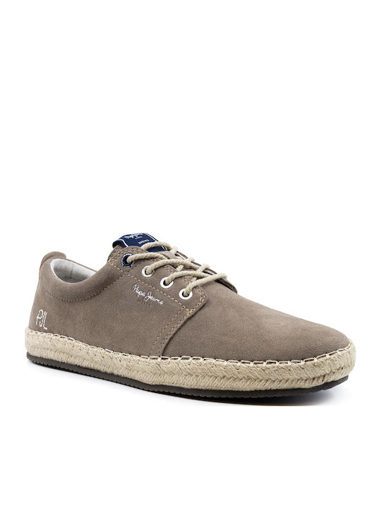 Tourist Leather Men's Espadrilles in Beige Color