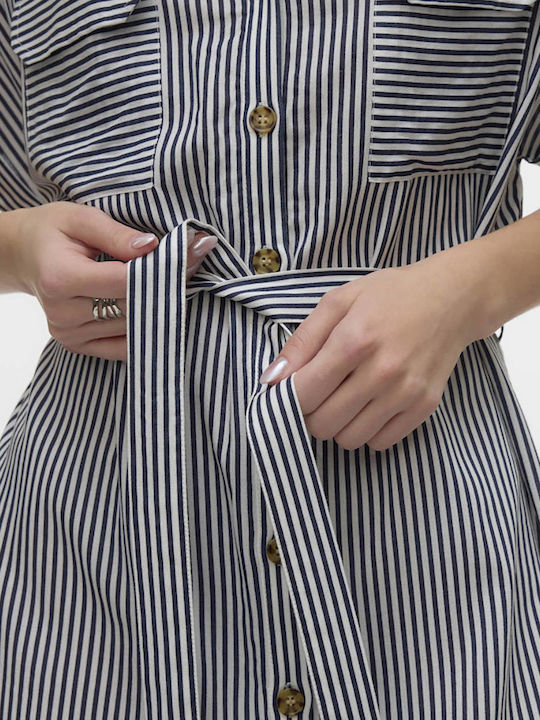 Bumpy Sommer Mini Hemdkleid India Ink Snow White