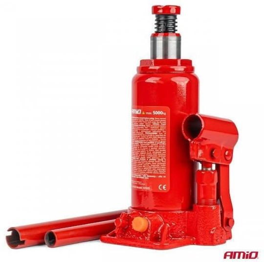 AMiO Hydraulic Bottle Jack with Lifting Capacity up to 38cm and Weight Capacity up to 5 Tons