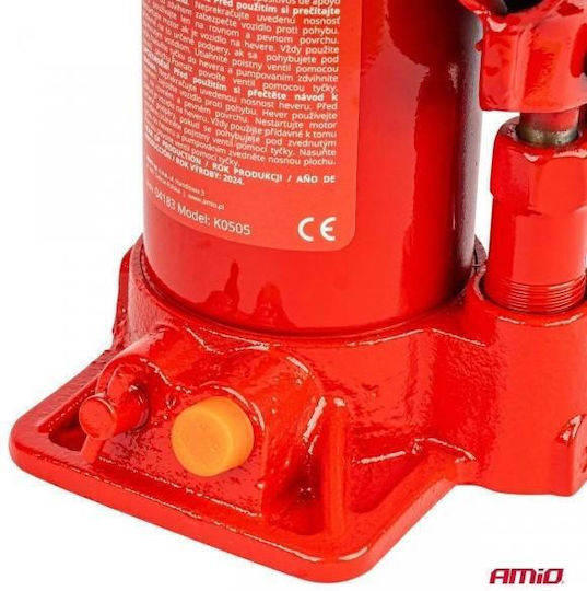 AMiO Hydraulic Bottle Jack with Lifting Capacity up to 38cm and Weight Capacity up to 5 Tons