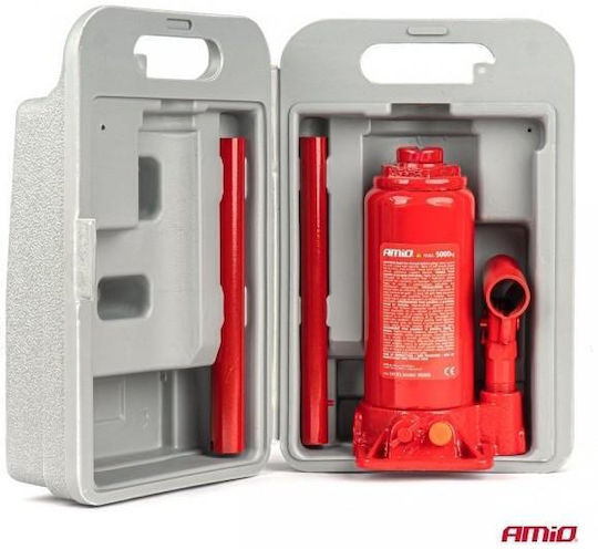AMiO Hydraulic Bottle Jack with Lifting Capacity up to 38cm and Weight Capacity up to 5 Tons