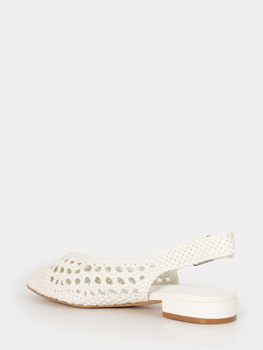 Damen Ballerinas Slingback mit Riemen in Weiß Farbe