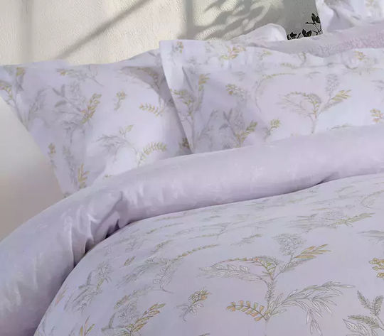 Nef-Nef Homeware Set Cotton Duvet Cover 240x230cm Super King with 2 Pillowcases Lilac