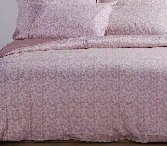 Nef-Nef Homeware Σετ Παπλωματοθήκη Βαμβακερή Υπέρδιπλη με 2 Μαξιλαροθήκες 240x230cm Elements Ροζ