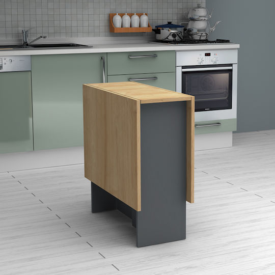 Pepe Masă Sala de mese Pliabil din Lemn Masiv Anthracite - Natural Beech 130x77x75buc