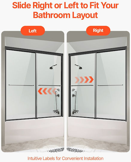 Vevor Σταθερό Πλαϊνό Μπανιέρας 50-60x140cm Chrome