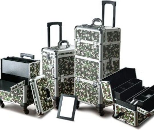 Lotus Metallic Cosmetic Case Wheeled Khaki Camouflage H71xW36.5xD25cm