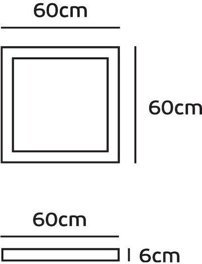 VK Lighting Fluorescent Ceiling Light 36W Natural White L60xD60xH6cm