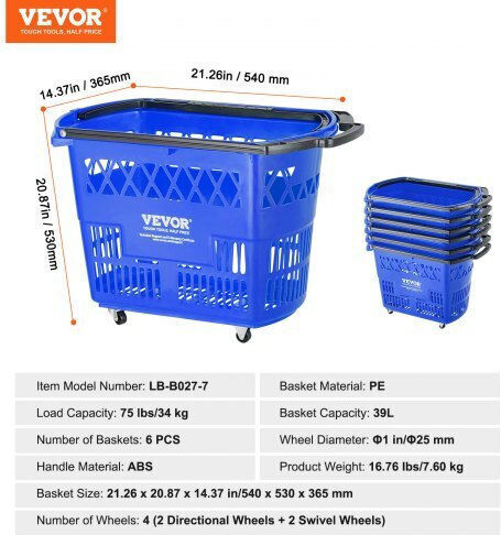 Vevor Shopping Basket Blue