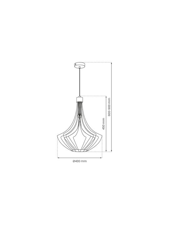 Eko Light Cesta Κρεμαστό Φωτιστικό Μαύρο Πλέγμα με Ντουί E27 40εκ.