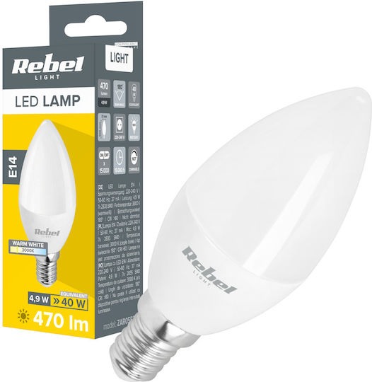Rebel Λάμπα LED 5W 100mm για Ντουί E14 Θερμό Λευκό 470lm