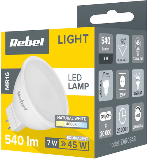 Rebel Λάμπα LED 7W και Σχήμα MR16 Φυσικό Λευκό